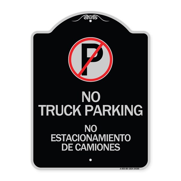 Bilingual No Parking No Truck Parking No Estacionamiento De Camiones Alum, 24" x 18", BS-1824-24305